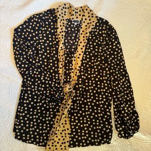 MudPie brown/black polka dot long sleeve top